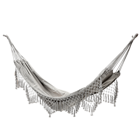 HAMAK S FRANŽAMI BOHO 200 x 150 CM BEŽOVÝ/SIVÝ *3194