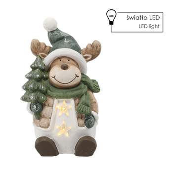 FIGURKA BOŻONAR. - RENIFER Z GWIAZDKAMI 24 X 18,5 X 40 CM LED *1155