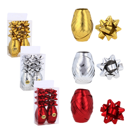 GIFT WRAP SET - RIBBON 20M + BOWS 6 CM PACK = 96 PCS