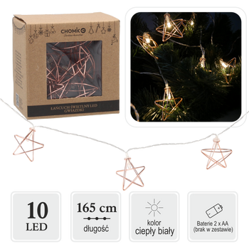 LED SVETELNÝ REŤAZ HVIEZDY 10 L TEPLÁ BIELA *0986