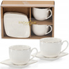 SET OF 2 CUPS WITH SAUCER 250 ML WITH GOLDEN DECORATIVE STRIPE