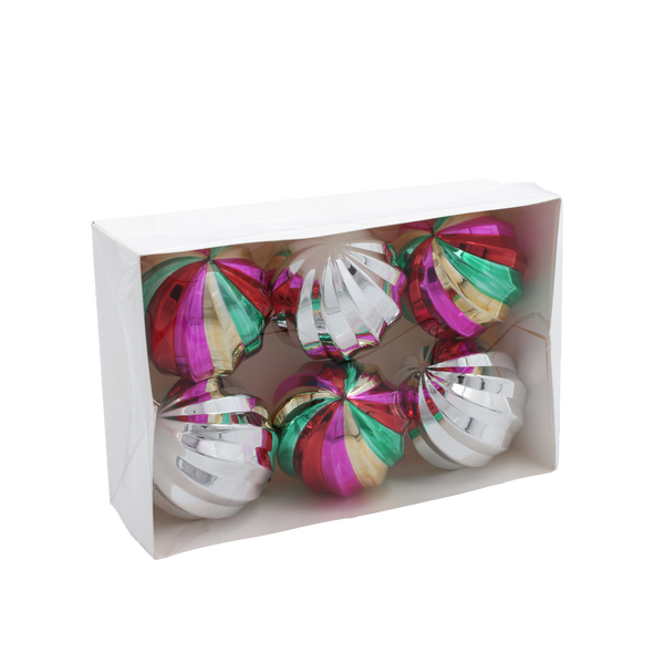 SET OF 6 CHRISTMAS TREE ORNAMENTS - PUMPKIN MIX OF COLORS 6CM