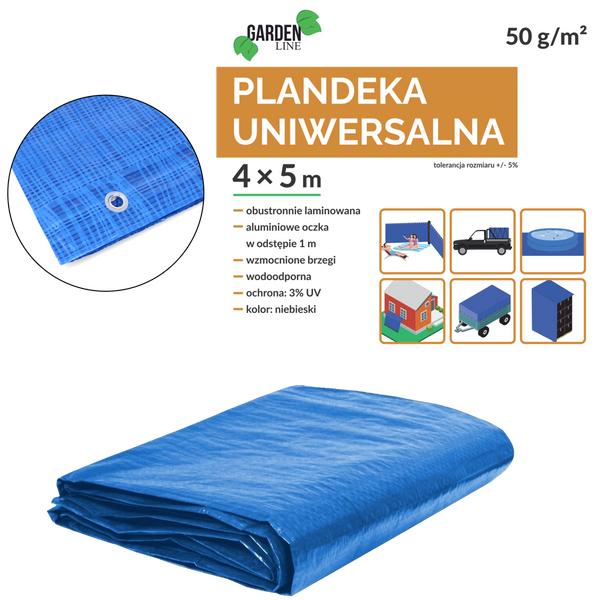 PLACHET 4 x 5 M (+/- 5%) 50GSM 3%UV MODRÁ *4102