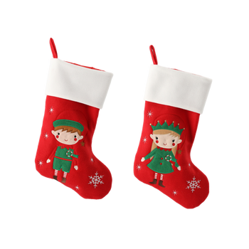 CHRISTMAS STOCKING 46 CM BEIGE MIXED PATTERNS pack=12pcs