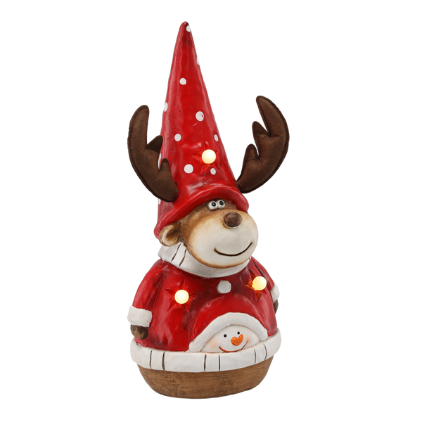 FIGURĂ DE CRĂCIUN - RENUL CU PĂLĂRIE 26 X 16,5 X 48 CM LED *1070