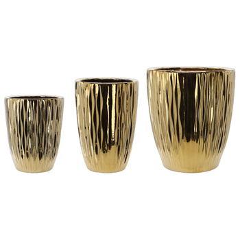 Set of 3 Ceramic Planter Covers 29, 37, 45 cm - Gold