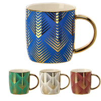 PORCELÁNOVÝ HRNČEK 360ML SO ZLATÝM VZOROM MIX FARIEB balenie=12 ks *6226