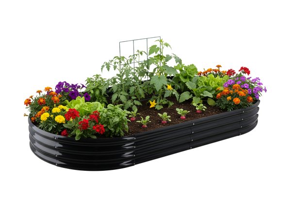 GRZĄDKA WARZYWNO-KWIATOWA 240 X 120 X 30 CM OWALNA ANTRACYT