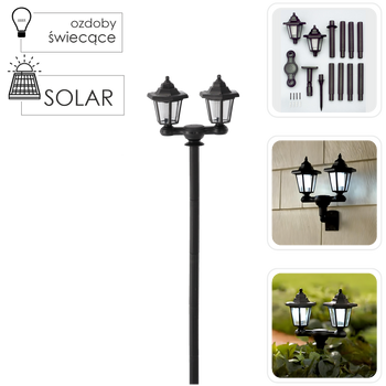 LAMPA SOLARNA 27,5 x 12,5 x 152 CM 3W1 LATARNIA/KINKIET LED ZIMNY BIAŁY *6131
