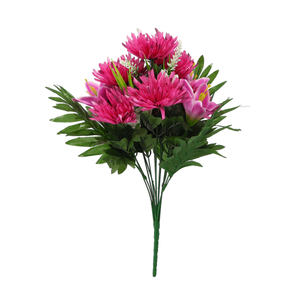 UMELÁ VETVA - KYTICA ĽALIÍ A CHRYSANTÉMU 42 x 24 x 24 CM MIX FARIEB bal=18 ks *3123