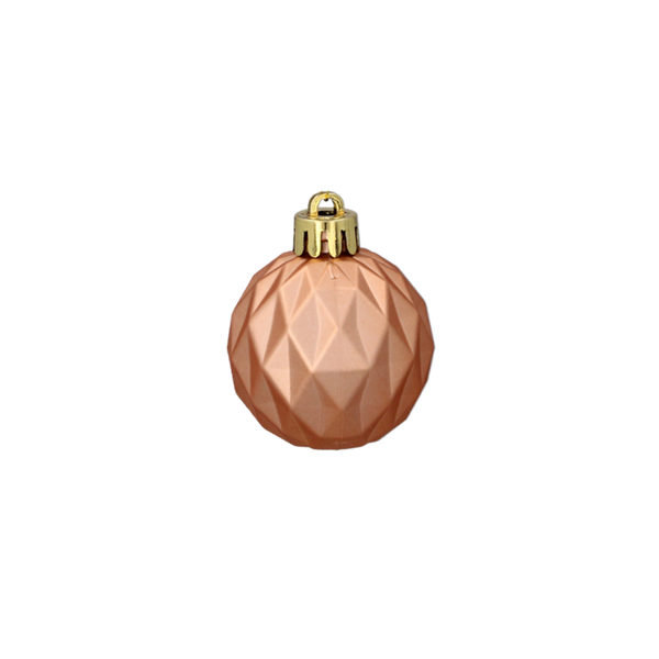 SET OF 16 BAUBLES 4 CM OLIVE/COPPER/GRAPHITE MIX DESIGNS TUBE