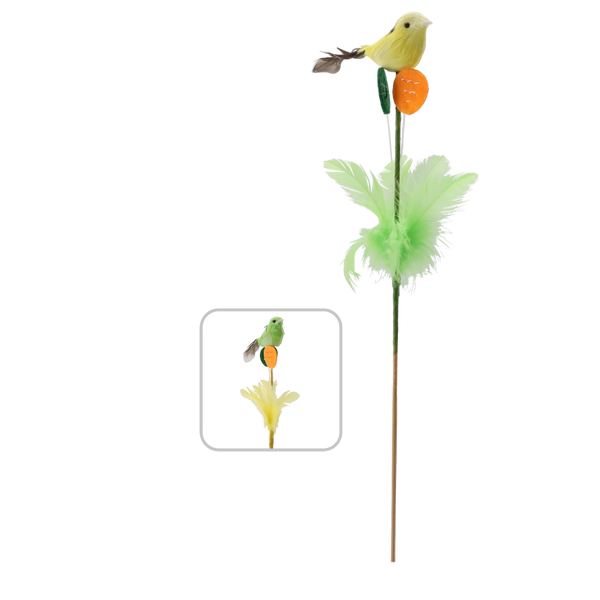 OZDOBA WIELKANOCNA NA PIKU - PTASZEK W PIÓRKACH 30 CM MIX 2 KOLORÓW opak=12szt *9564