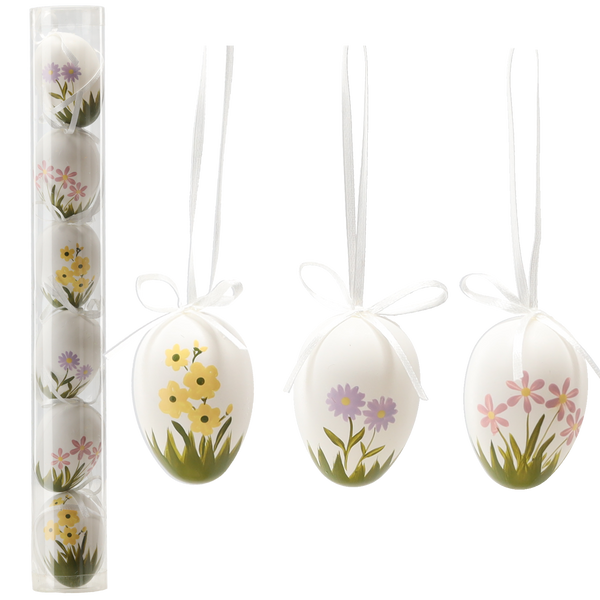 KPL. 6 JAJEK WIELKANOCNYCH 6 CM W KWIATY MIX WZORÓW TUBA *9458