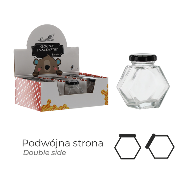 HEXAGONAL JAR WITH LID 100ML DISPLAY = 12PCS