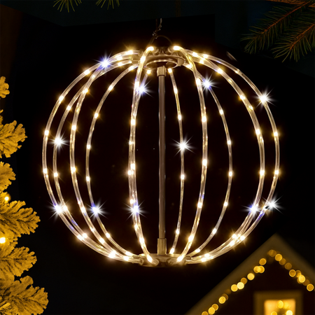 ŚWIĄTECZNA OZDOBA - KULA LED 40 CM 144L CIEPŁY BIAŁY + FLASH WEWN/ZEWN *1827