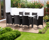 GARDEN FURNITURE SET / 8 CHAIRS + LARGE TABLE / BROWN + BEIGE *3654