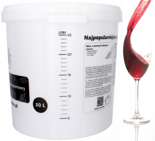 POJEMNIK FERMENTACYJNY 30L Z POKRYWĄ, KRANIKIEM, RURKĄ I USZCZELKĄ *5062