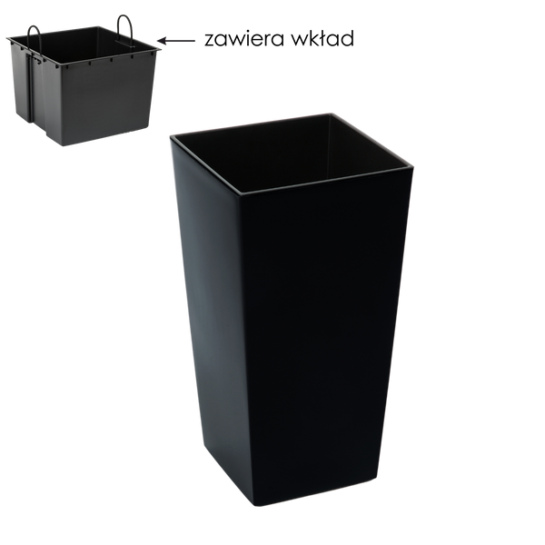 KVETINÁČ FINEZJA 300X300 MM S VNÚTORNÝM KOŠOM – ČIERNY*45471