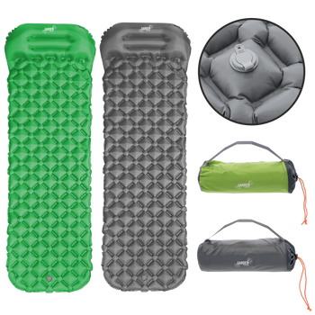 PUMPOVACIA TURISTICKÁ MATA S PODUŠKOU 190 x 56 x 5.5 CM 470 G ŠEDÁ / ZELENÁ *8946