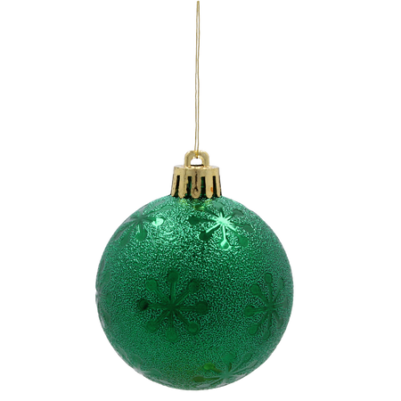 SET OF 6 BAUBLES 6 CM RED/GREEN/WHITE