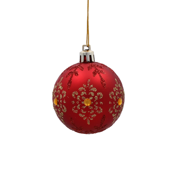 SET OF 8 CHRISTMAS BAUBLES RED 6 CM