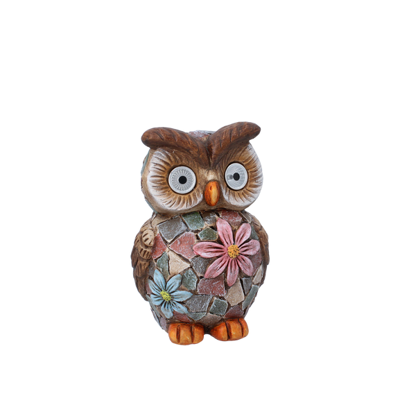 GARDEN FIGURINE - OWL WITH GLOWING EYES 13,5 x 12 x 20,4 CM LED pack=2 pcs