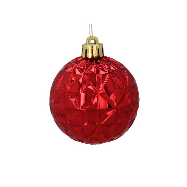 SET OF 6 BAUBLES 6 CM RED/GOLD/SILVER