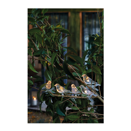 SET OF 5 SOLAR BIRDS STRING LIGHTS WITH CLIPS WARM WHITE LED