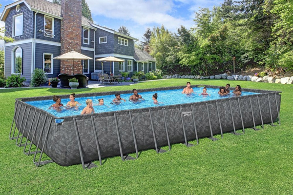 PISCINĂ CADRU 9,56 X 4,88 X 1,32 M (POMPĂ CU SAND, SCARĂ, CAPAC)