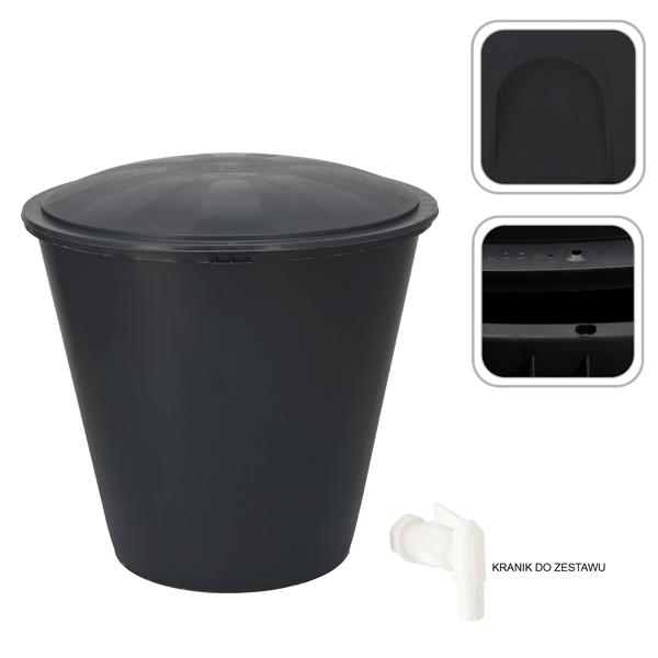 200-210L RAINWATER TANK WITH LID ANTHRACITE
