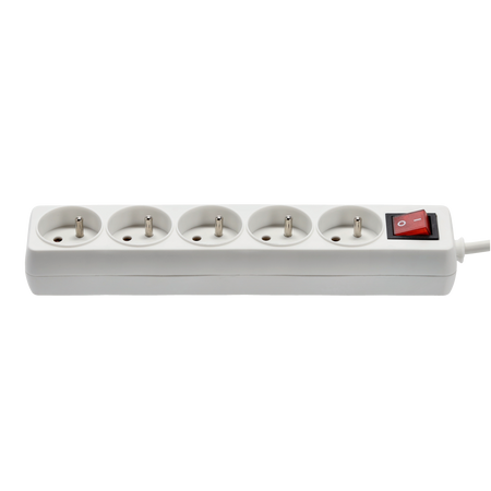 EXTENSION CORD POWER STRIP WITH SWITCH 5 SOCKETS 3 M WHITE