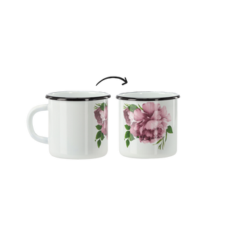 KUBEK EMALIOWANY 0,5 L 8 CM BIAŁY PIWONIA LAURA *9013