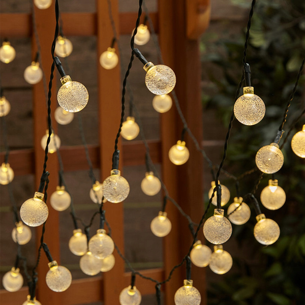 SOLAR GARDEN GARLAND L. 2 + 7.35 M BUBBLE 50 LED WARM WHITE