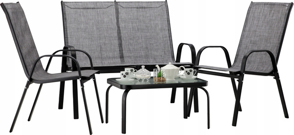 GARDEN FURNITURE SET WITH TABLE - GREY