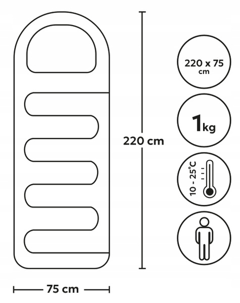 TOURIST SLEEPING BAG 220 x 75 CM DARK BLUE