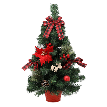 VÁNOČNÍ STROMEČEK 60 CM ČERVENÝ S POINSETTIÍ *2538