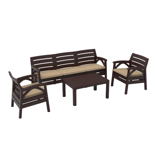 BROWN GARDEN FURNITURE SET "SANTANA" (2x CHAIR, 3-person BENCH) *8675