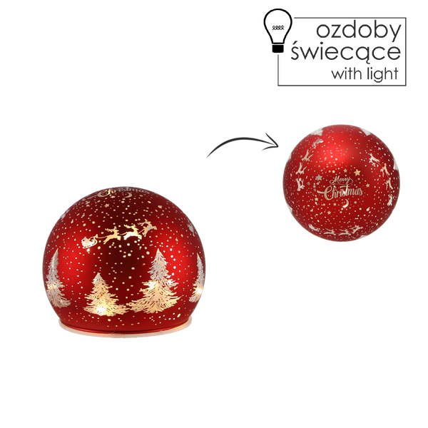 GLASS LED RED SPHERE 10 CM