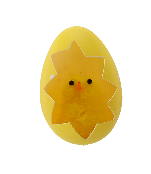 KPL. 4 VELIKONOČNÍCH OZDOB - KUŘÁTKA VE ŠLAPCE 8 x 4 x 12 CM MIX BARVY *9298