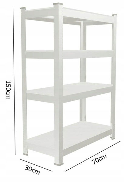 REGAŁ 4-POZIOMOWY 150 x 70 x 30 CM CZARNY UDŹWIG PÓŁKI: 150 KG *0582