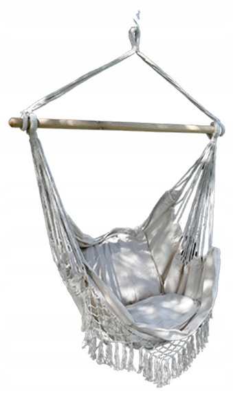 HAMAC - LEAGĂN - SCARĂ BRAZILIANĂ PENDUL BOHO 130 x 100 CM BEJ/GRI *3200