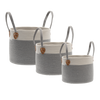 ZESTAW 3 OKRĄGŁYCH KOSZY NA PRANIE/ZABAWKI SZARY
