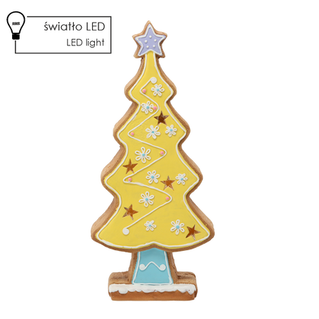 FIGURKA BOŻONAR. - CHOINKA Z PIERNIKA ŻÓŁTA 23,8 X 9,8 X 53,6 CM LED *1384