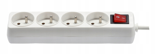 EXTENSION CORD POWER STRIP WITH SWITCH 4 SOCKETS 3 M WHITE