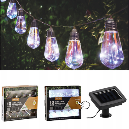 SOLAR GARDEN GARLAND LENGTH 2 + 1.8 M FELISI 10 LED COOL WHITE