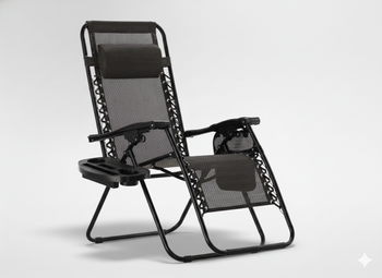 LEŻAK OGRODOWY SKŁADANY Z PODSTAWKĄ, KIESZONKĄ I ZAGŁÓWKIEM