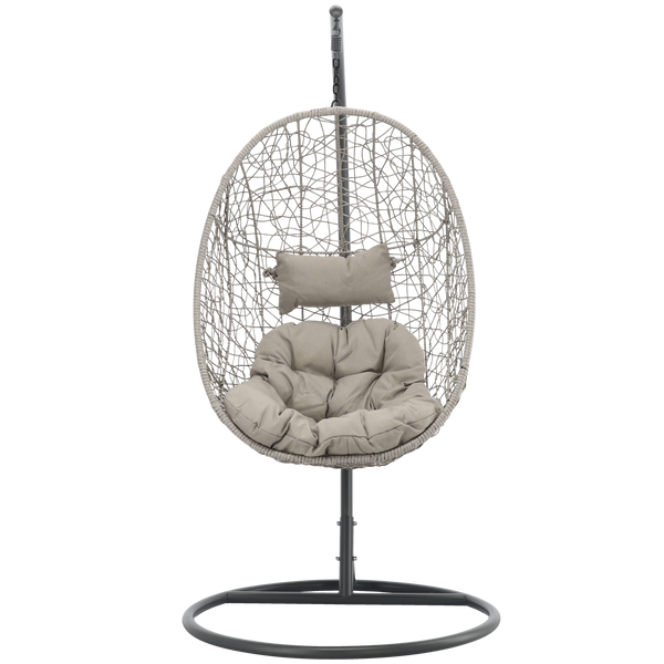 GRAY HANGING CHAIR, CUSHION - GRAY, FRAME - DARK GRAY, 115 X 90 X D67 CM