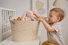 KOSZ NA PRANIE/ZABAWKI 38 x 48 x 34 CM W KROPKI ZŁOTY/SREBRNY *4885