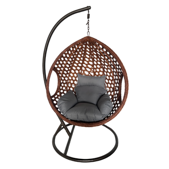 HANGING CHAIR MALIBU - BROWN, CUSHION - GREY, FRAME - BROWN
