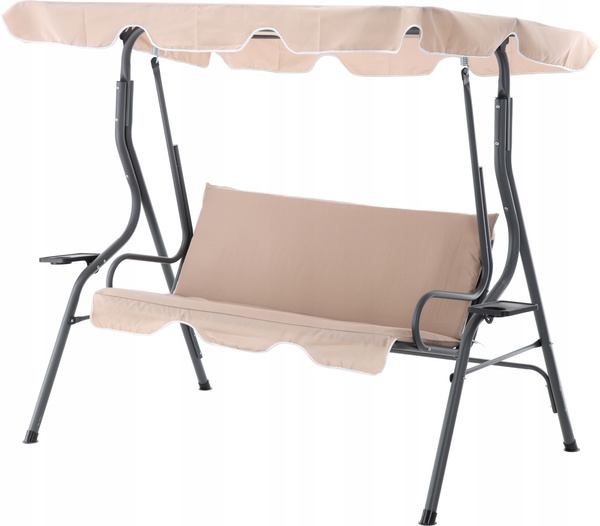 GARDEN SWING 170 x 110 x 153 CM DARK BEIGE WITHOUT FOOTSTOOL WITH CUP HOLDERS *0735